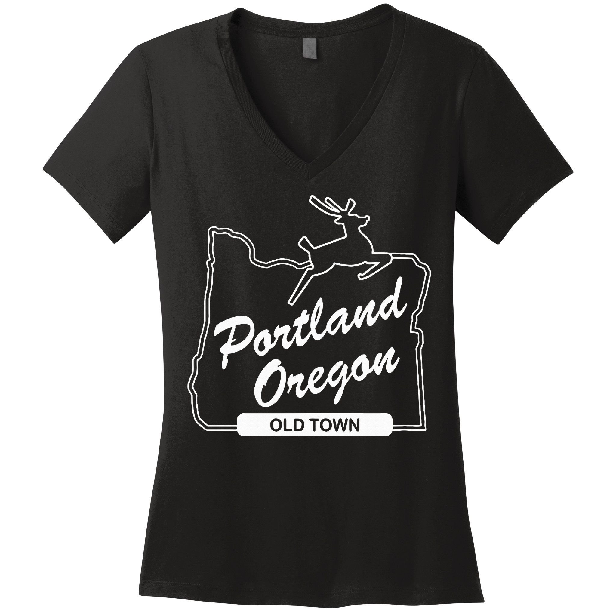 Pdx Portland Oregon Sign Old Town Portland Oregon Women's V-Neck T-Shirt