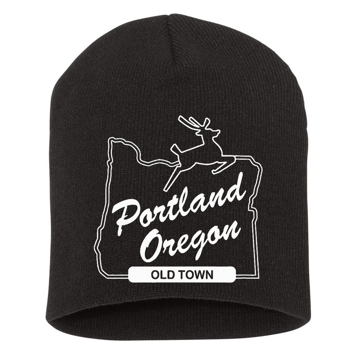 Pdx Portland Oregon Sign Old Town Portland Oregon Short Acrylic Beanie