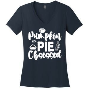 Pumpkin Pie Obsessed Women's V-Neck T-Shirt