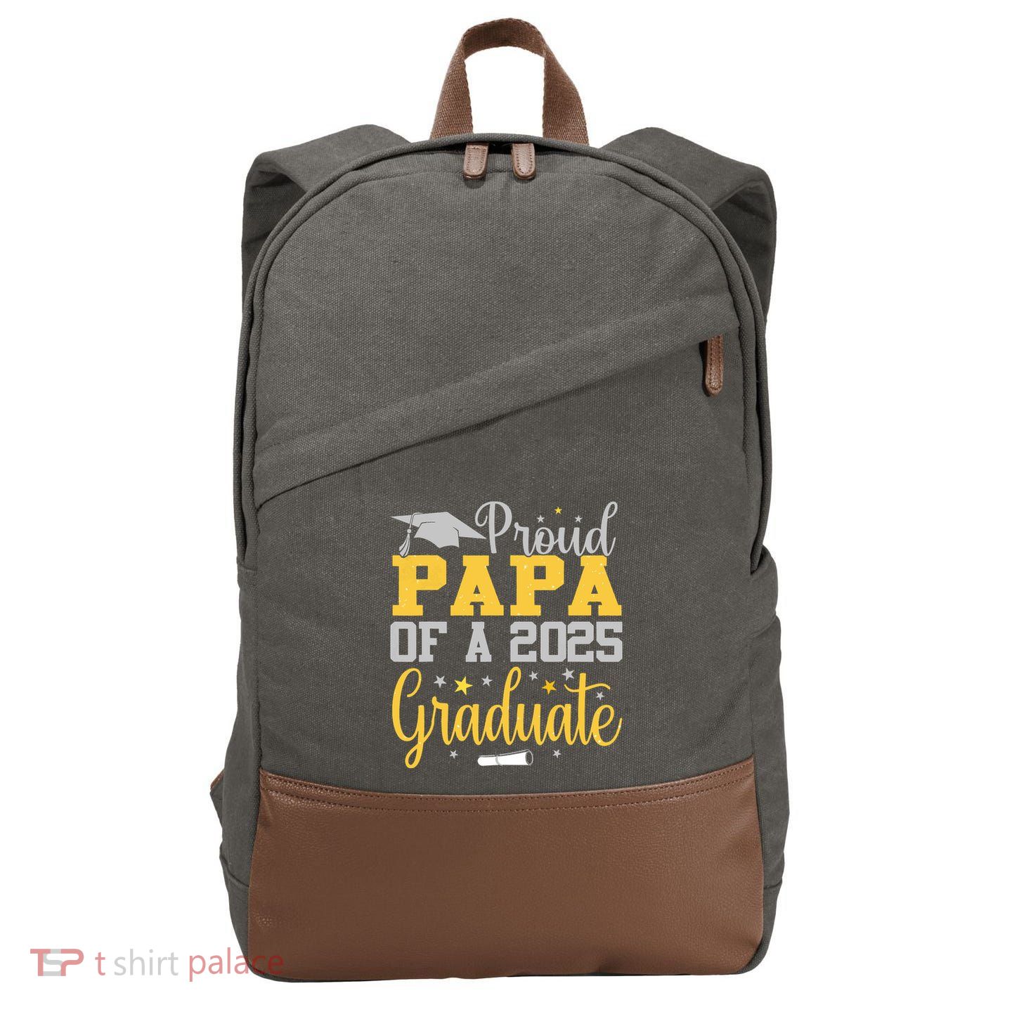 Proud Papa Of A 2025 Graduate Class Senior Graduation Cotton Canvas Backpack