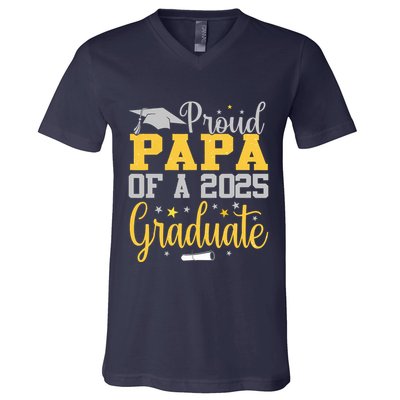 Proud Papa Of A 2025 Graduate Class Senior Graduation V-Neck T-Shirt