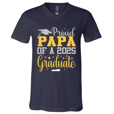 Proud Papa Of A 2025 Graduate Class Senior Graduation V-Neck T-Shirt