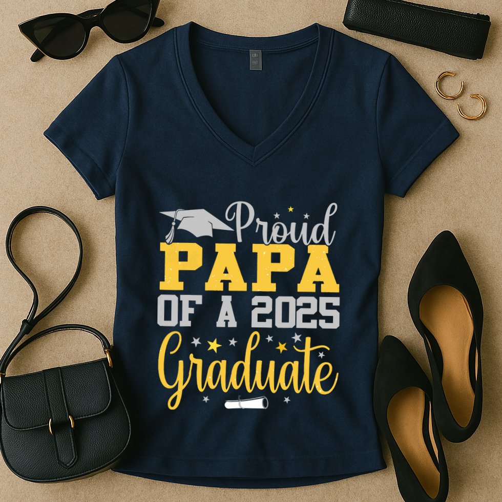 Proud Papa Of A 2025 Graduate Class Senior Graduation Women's V-Neck T-Shirt