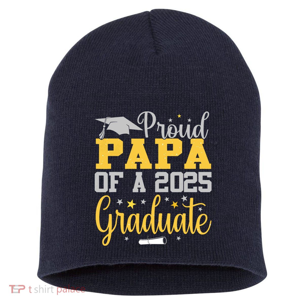 Proud Papa Of A 2025 Graduate Class Senior Graduation Short Acrylic Beanie