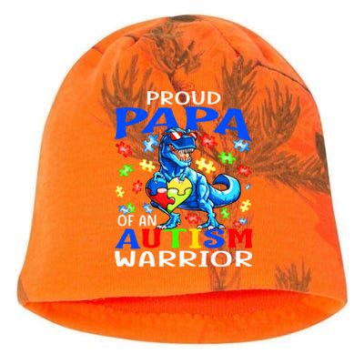 Proud Papa Of An Autism Warrior Dinosaur Gift Kati - Camo Knit Beanie