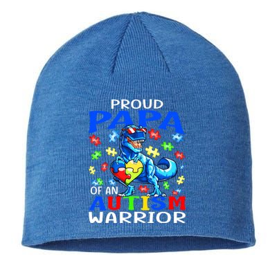 Proud Papa Of An Autism Warrior Dinosaur Gift Sustainable Beanie