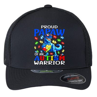 Proud Papaw Of An Autism Warrior Dinosaur Gift Flexfit Unipanel Trucker Cap