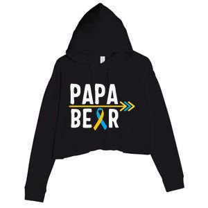 Proud Papa Of Down Syndrome Warrior Awareness Trisomy 21 Crop Fleece Hoodie