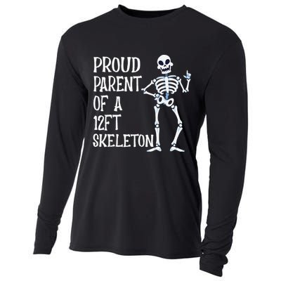Proud Parent Of A 12 Foot Skeleton Funny Halloween Costume Cooling Performance Long Sleeve Crew