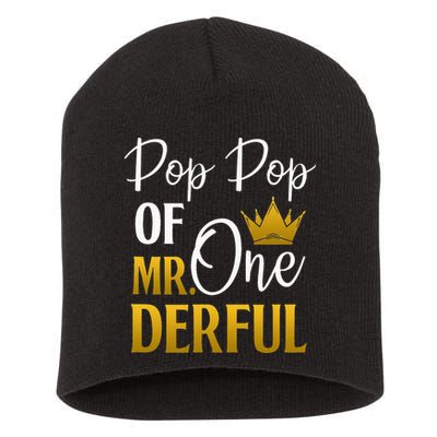 Pop Pop Of Mr Onederful 1st Birthday Mother's Day Short Acrylic Beanie