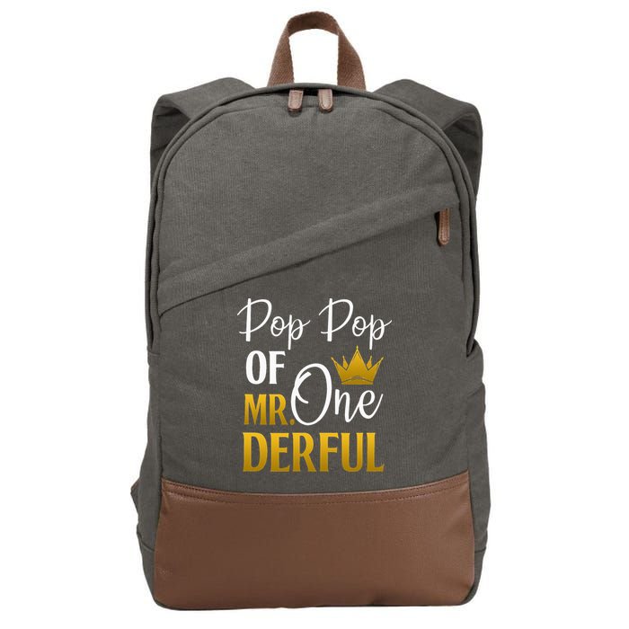 Pop Pop Of Mr Onederful 1st Birthday Mother's Day Cotton Canvas Backpack