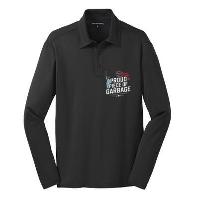 Proud Piece Of Garbage Funny Garbage Silk Touch Performance Long Sleeve Polo