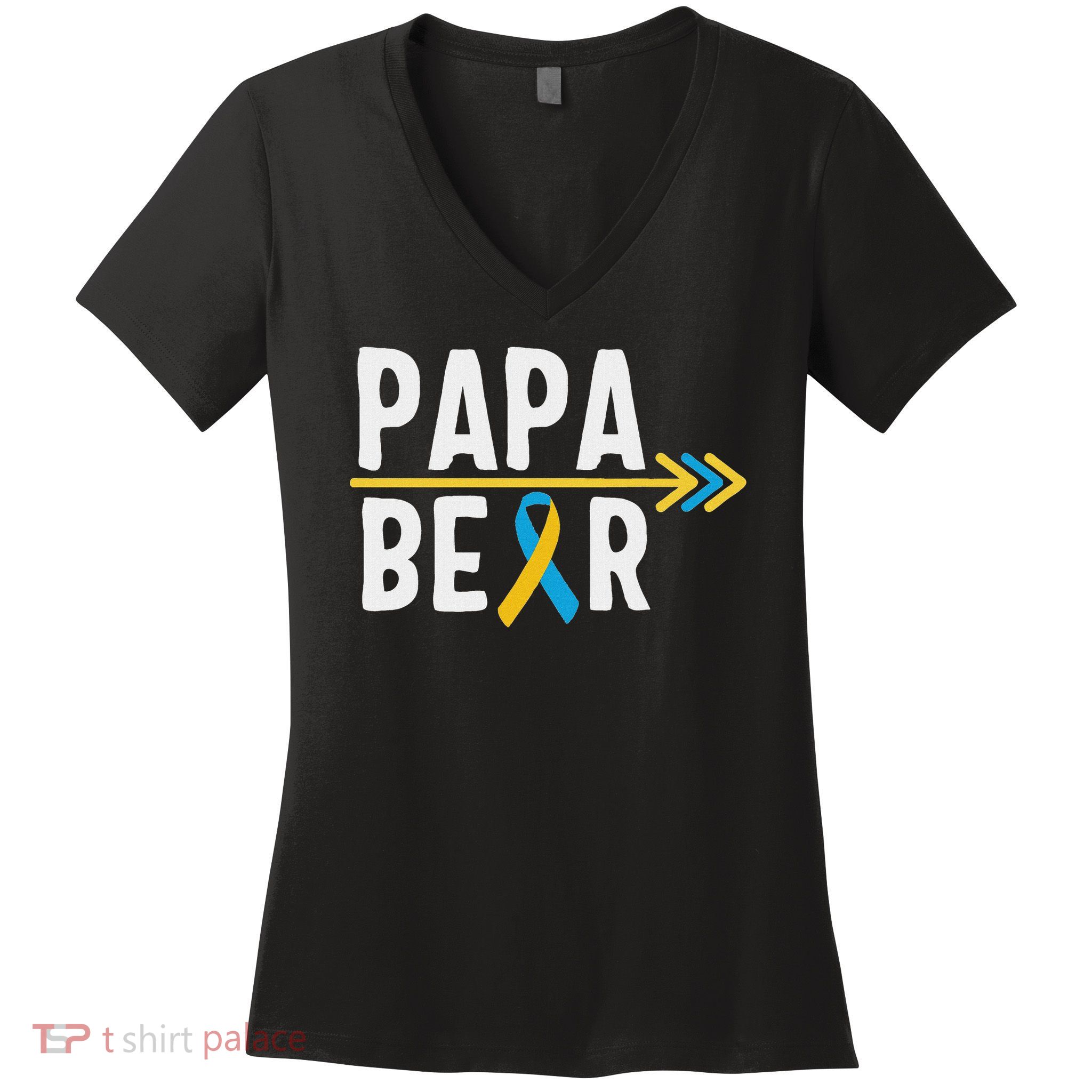 Proud Papa Of Down Syndrome Warrior Awareness Trisomy 21 Women's V-Neck T-Shirt