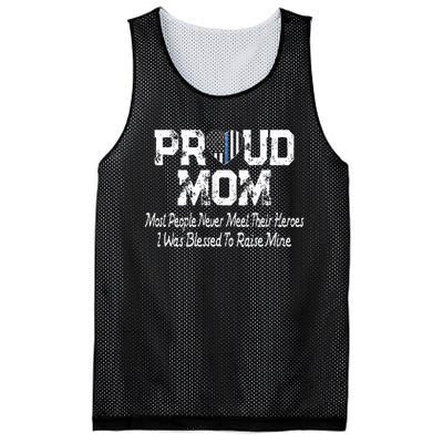 Proud Police Officer Mom Thin Blue Line Mother Gift Mesh Reversible Basketball Jersey Tank