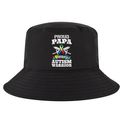 Proud Papa Of An Autism Warrior Awareness Ribbon Father Cool Comfort Performance Bucket Hat