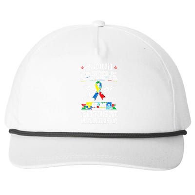 Proud Papa Of An Autism Warrior Awareness Ribbon Father Snapback Five-Panel Rope Hat