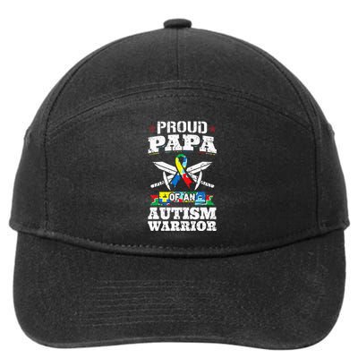 Proud Papa Of An Autism Warrior Awareness Ribbon Father 7-Panel Snapback Hat