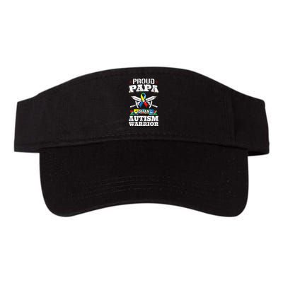 Proud Papa Of An Autism Warrior Awareness Ribbon Father Valucap Bio-Washed Visor