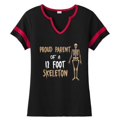 Proud Parent Of A 12 Foot Skeleton Ladies Halftime Notch Neck Tee