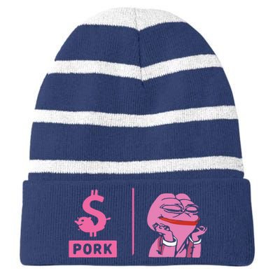 $Pork Striped Beanie with Solid Band