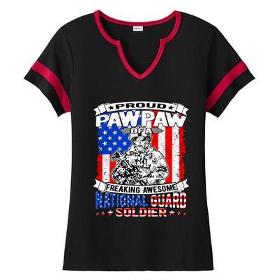 Proud Pawpaw Of National Guard Soldier Army Grandfather Gift Ladies Halftime Notch Neck Tee