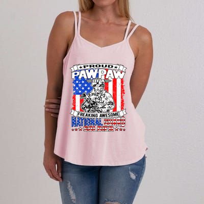 Proud Pawpaw Of National Guard Soldier Army Grandfather Gift Women's Strappy Tank