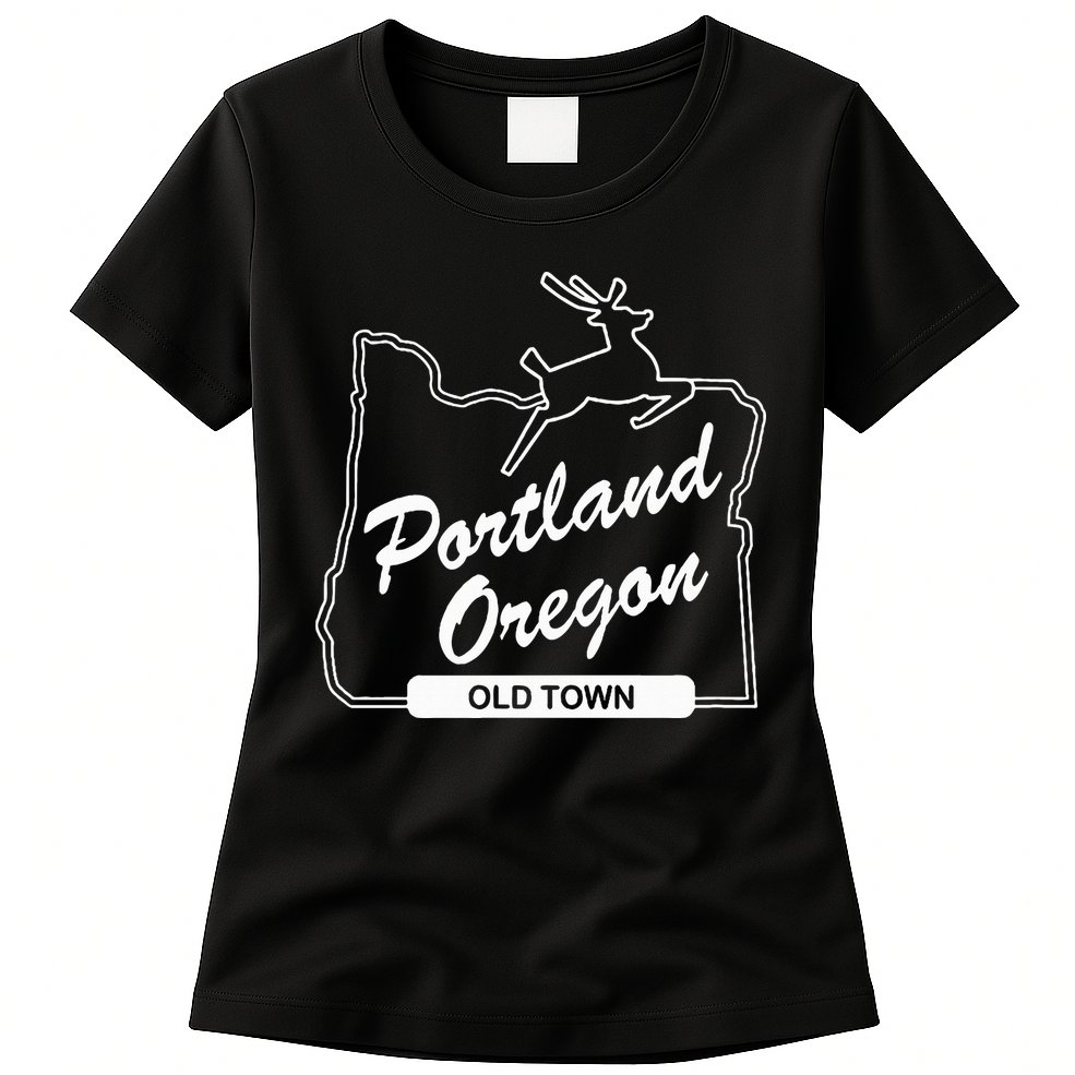Pdx Portland Oregon Sign Old Town Portland Oregon Womens T-Shirt