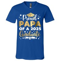 Proud Papa Of A 2025 Graduate Dad Senior 2025 Gift V-Neck T-Shirt