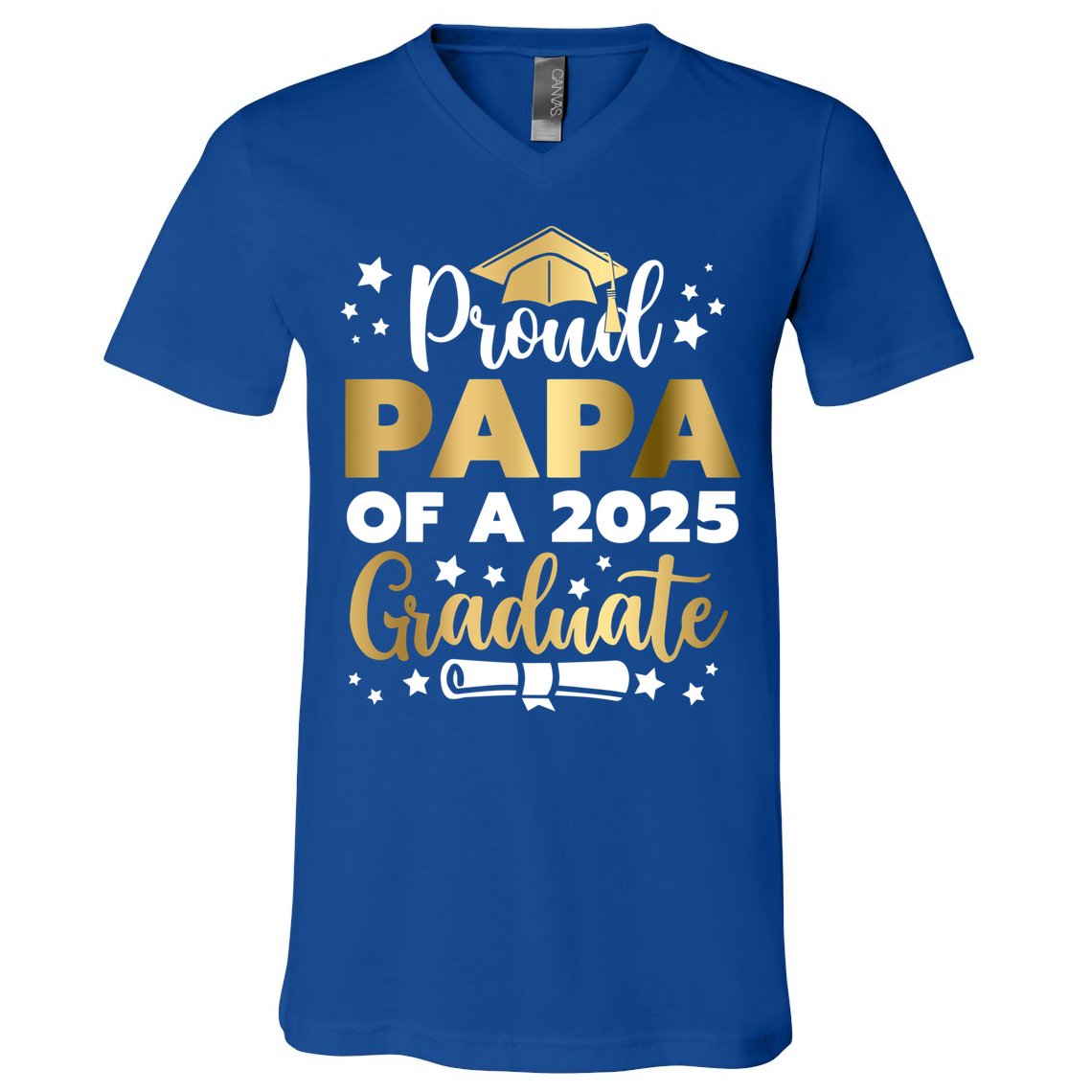 Proud Papa Of A 2025 Graduate Dad Senior 2025 Gift V-Neck T-Shirt