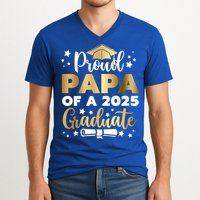 Proud Papa Of A 2025 Graduate Dad Senior 2025 Gift V-Neck T-Shirt