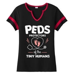 Peds Protectors Of The Tiny Humans Pediatrician Pediatrics Ladies Halftime Notch Neck Tee