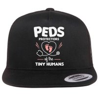 Peds Protectors Of The Tiny Humans Pediatrician Pediatrics Flat Bill Trucker Hat