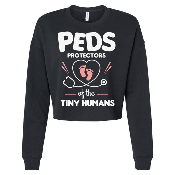 Peds Protectors Of The Tiny Humans Pediatrician Pediatrics Cropped Pullover Crew