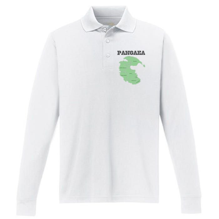 Pangaea Pangea One Continent World Earth Graphic Performance Long Sleeve Polo