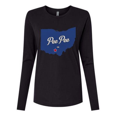 Pee Pee Ohio OH Map Womens Cotton Relaxed Long Sleeve T-Shirt