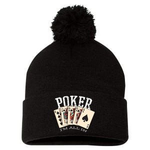 Poker Pom Pom 12in Knit Beanie