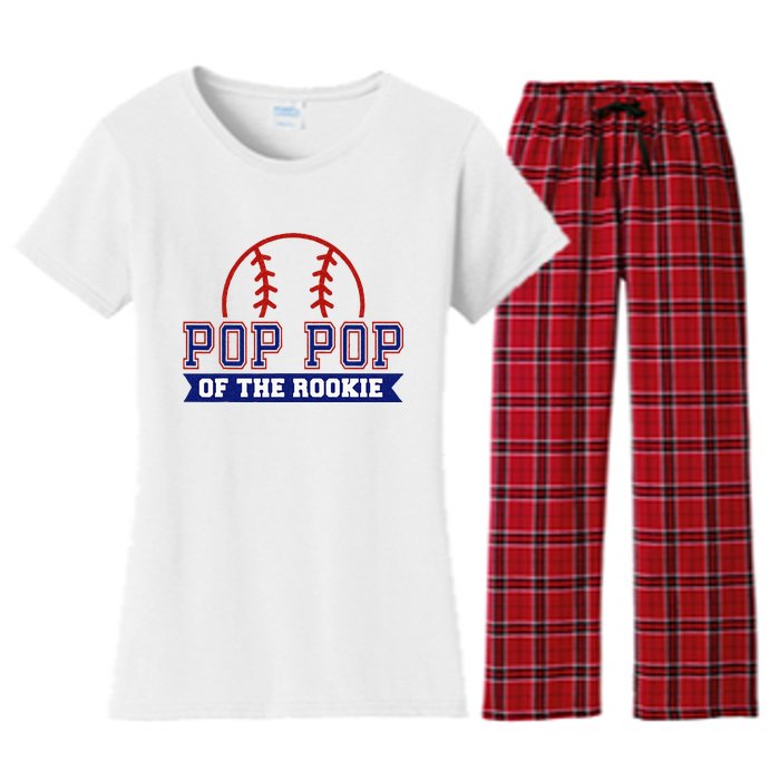 Pop Pop Of Rookie 1st Birthday Baseball Theme Matching Party Women's Flannel Pajama Set