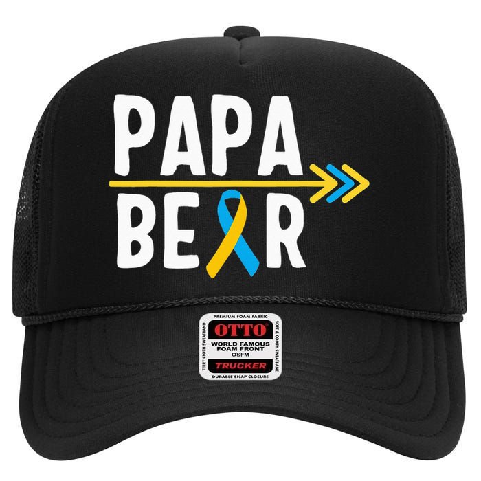 Proud Papa Of Down Syndrome Warrior Awareness Trisomy 21 High Crown Mesh Back Trucker Hat