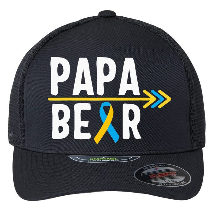 Proud Papa Of Down Syndrome Warrior Awareness Trisomy 21 Flexfit Unipanel Trucker Cap