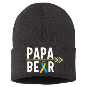 Proud Papa Of Down Syndrome Warrior Awareness Trisomy 21 Sustainable Knit Beanie