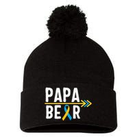 Proud Papa Of Down Syndrome Warrior Awareness Trisomy 21 Pom Pom 12in Knit Beanie