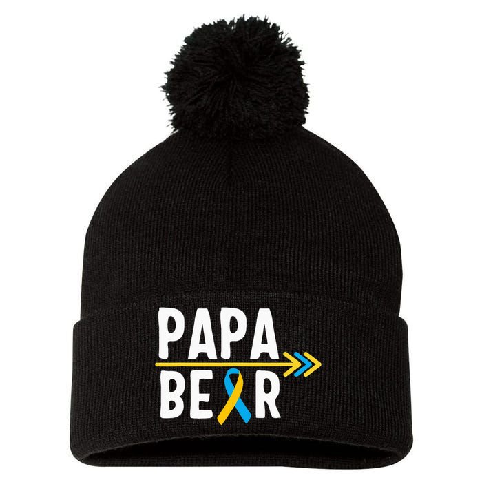 Proud Papa Of Down Syndrome Warrior Awareness Trisomy 21 Pom Pom 12in Knit Beanie