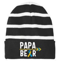 Proud Papa Of Down Syndrome Warrior Awareness Trisomy 21 Striped Beanie with Solid Band