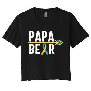 Proud Papa Of Down Syndrome Warrior Awareness Trisomy 21 Women's Crop Top Tee