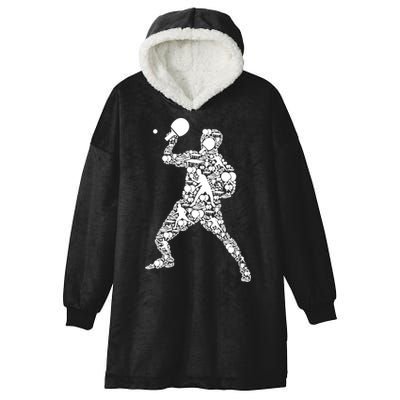 Ping Pong Player Table Tennis Gift Hooded Wearable Blanket