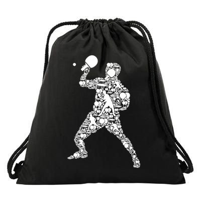 Ping Pong Player Table Tennis Gift Drawstring Bag