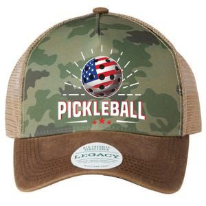 Pickleball Player Paddleball Lover Us American Flag Legacy Tie Dye Trucker Hat