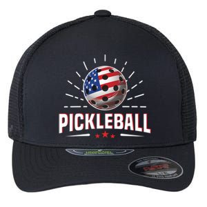 Pickleball Player Paddleball Lover Us American Flag Flexfit Unipanel Trucker Cap