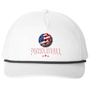 Pickleball Player Paddleball Lover Us American Flag Snapback Five-Panel Rope Hat