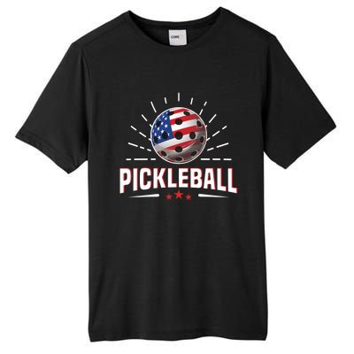 Pickleball Player Paddleball Lover Us American Flag Tall Fusion ChromaSoft Performance T-Shirt